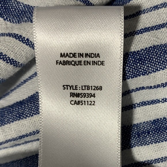 Beach Lunch Lounge Linen Blend Pants Womens Size S Blue Stripe Cropped Wide Leg - Picture 7 of 10